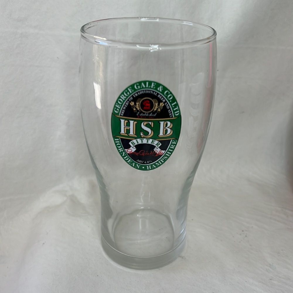 HSB Bitter Beer Glass Clear Pint 16 Oz 3 In Round 6 1/4 Tall  Brewers Ales Bar
